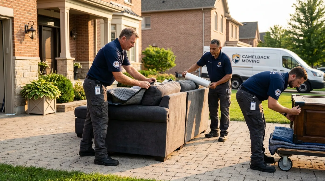 Large estate moving crew wrapping furniture in Glendora, CA